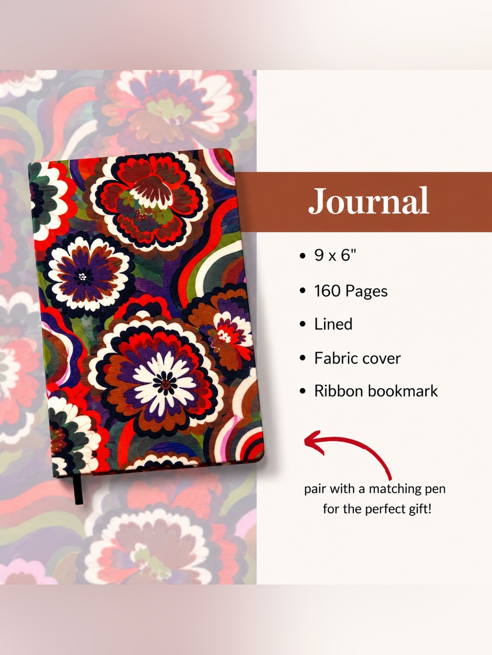 Vera Bradley Floral Fabric Bound Notebook, Bossanova Bold